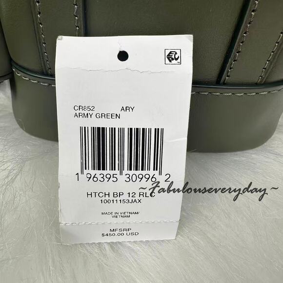 Coach Men's Hitch Backpack 13 In Leather/Army Green CR852 NWT - Picture 4 of 9